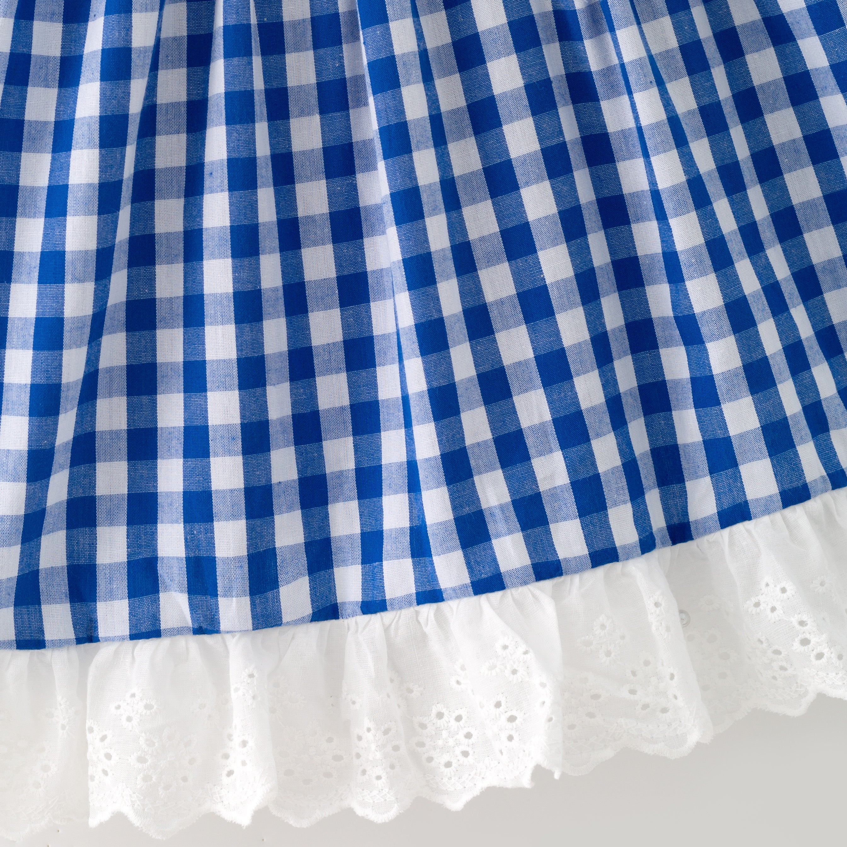 (In Stock)Girls Blue Plaid Nativity Embroidered Christmas Dress
