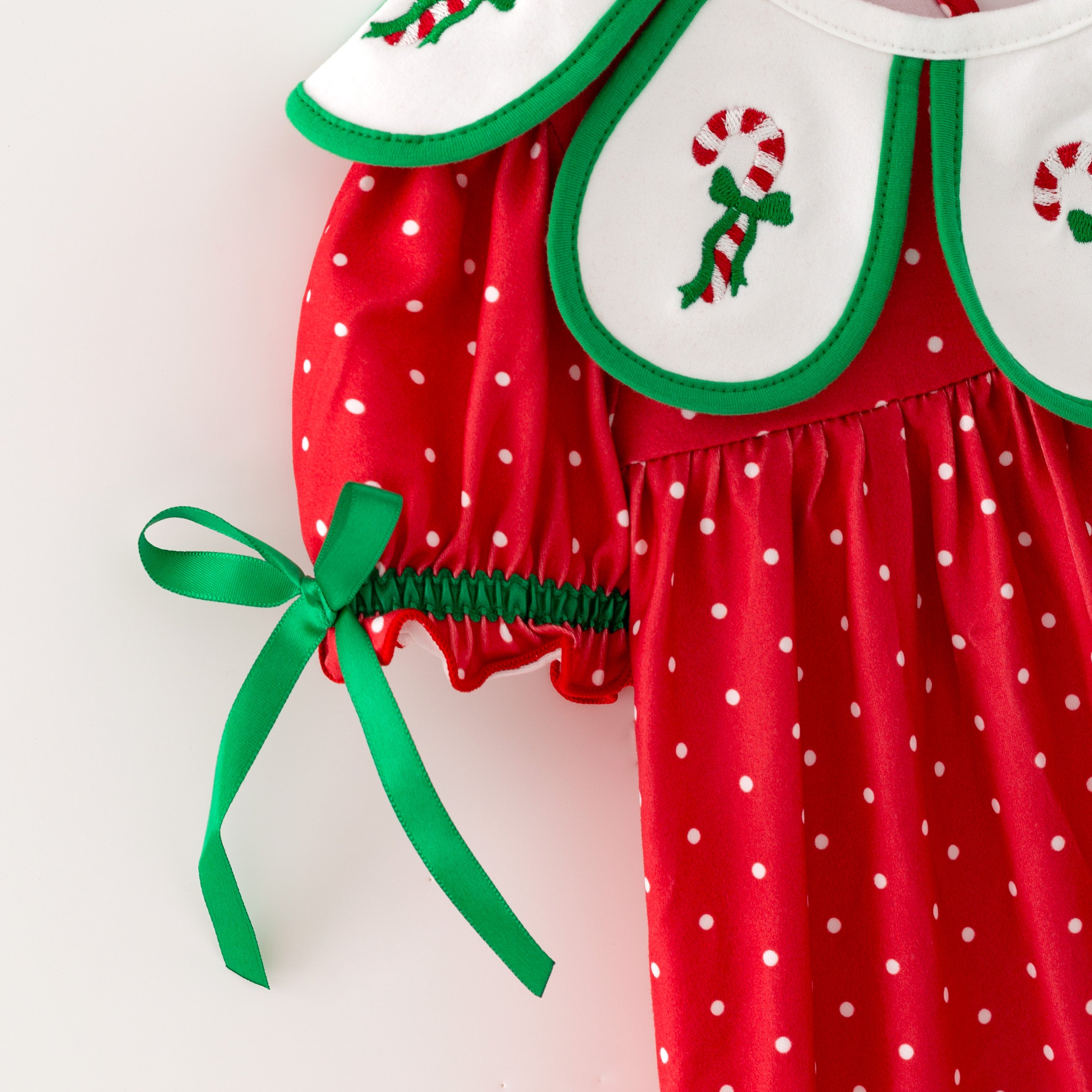(In Stock)Girls Christmas Embroidery Petal Collar Dress