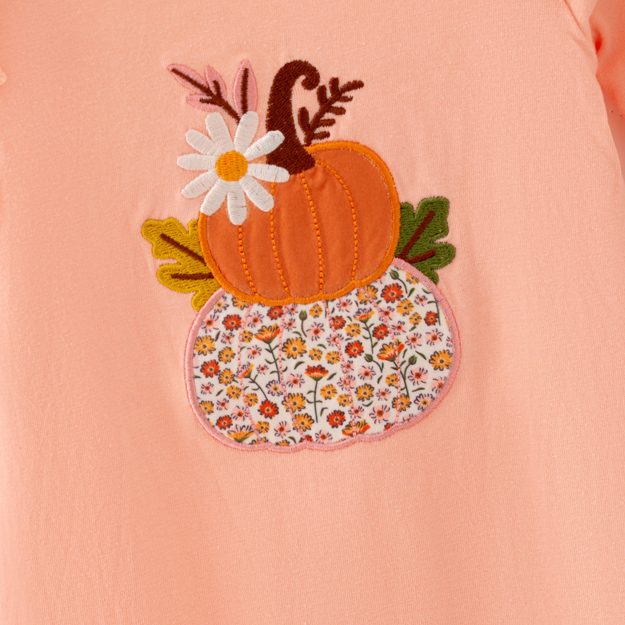(In Stock)Toddler Girls Fall Pumpkin Applique Romper
