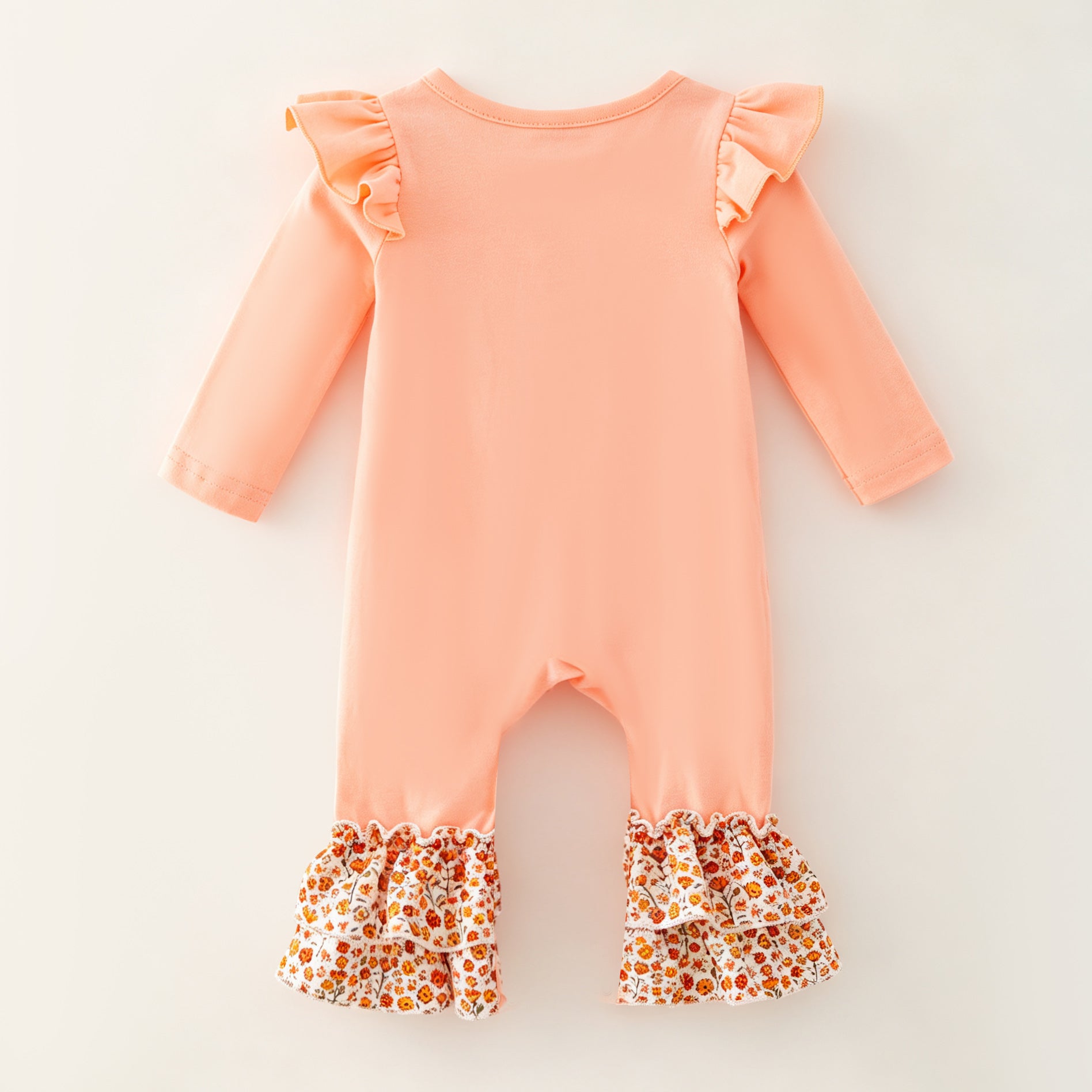 (In Stock)Toddler Girls Fall Pumpkin Applique Romper