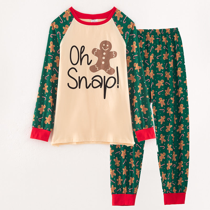 (In Stock L33-4-2)Men Christmas Gingerbread Man Print Pajamas