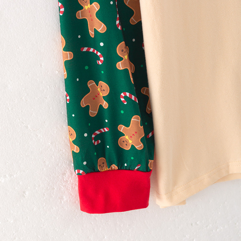(In Stock L33-4-2)Men Christmas Gingerbread Man Print Pajamas