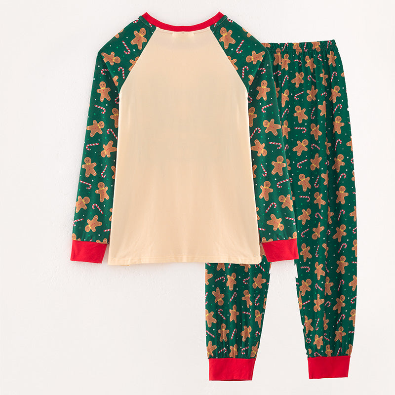 (In Stock L33-4-2)Men Christmas Gingerbread Man Print Pajamas