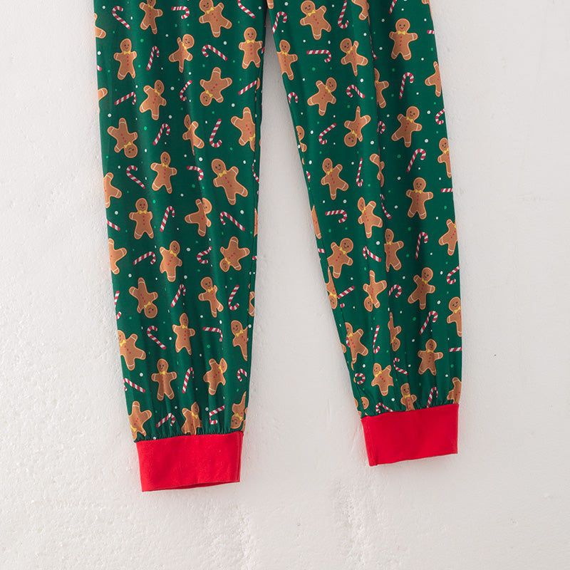 (In Stock L33-4-2)Men Christmas Gingerbread Man Print Pajamas