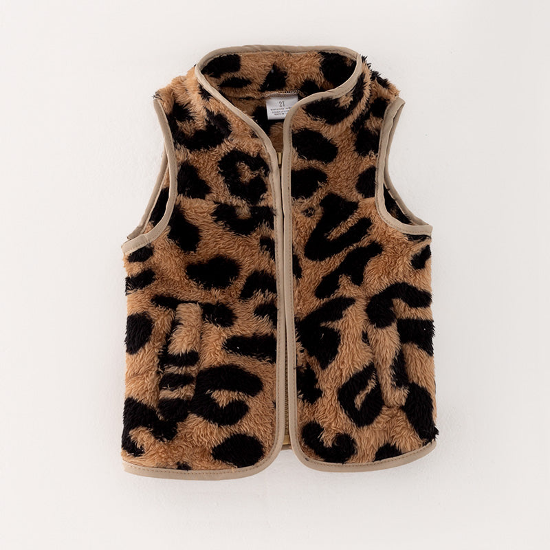 (In Stock L1-5-3)Mommy and Me Fall Leopard Print Vest