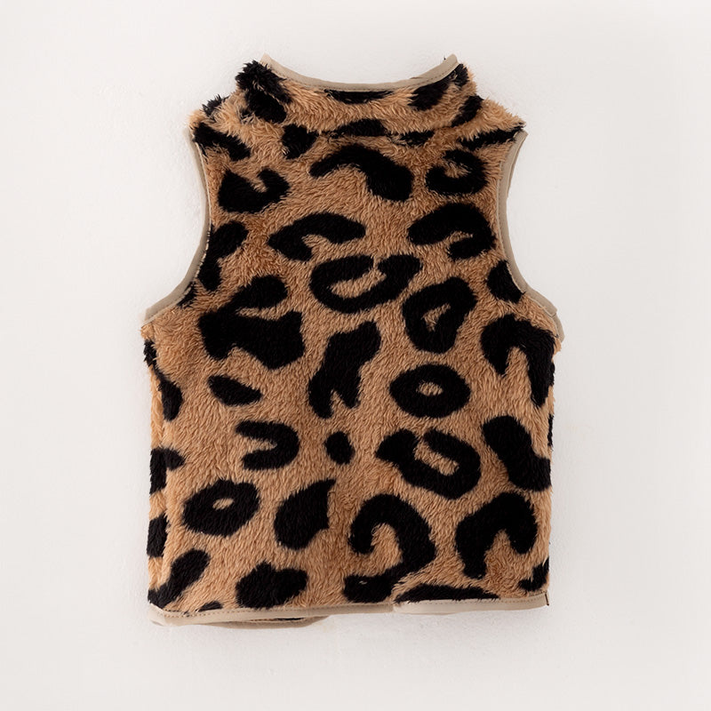 (In Stock L1-5-3)Mommy and Me Fall Leopard Print Vest
