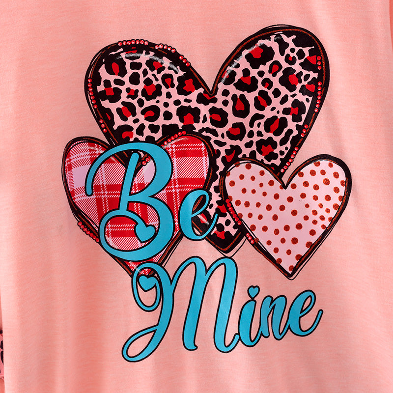 (In Stock L33-3-3)Girls Valentine's Day Print Skirt Set