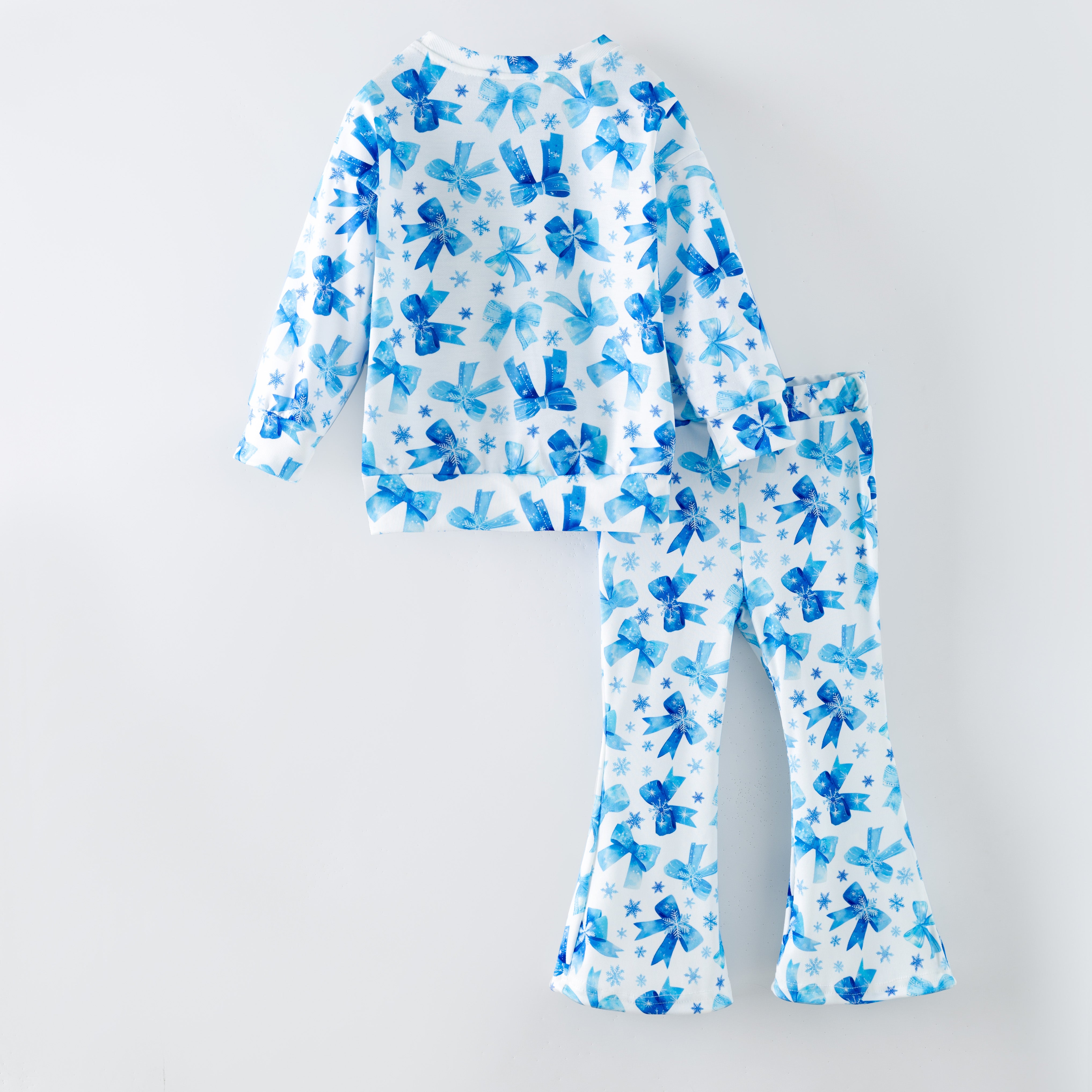 (Pre Order,Prepack Zone)Girls Bow Print Twill Sweatshirt Suit(Mix Size)