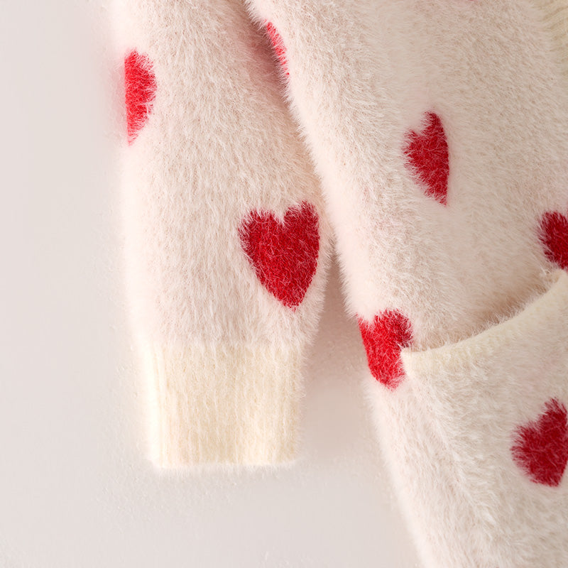 (In Stock L19-2-3 L18-3-3)Mommy and Me Valentine's Day Love Sweater Cardigan