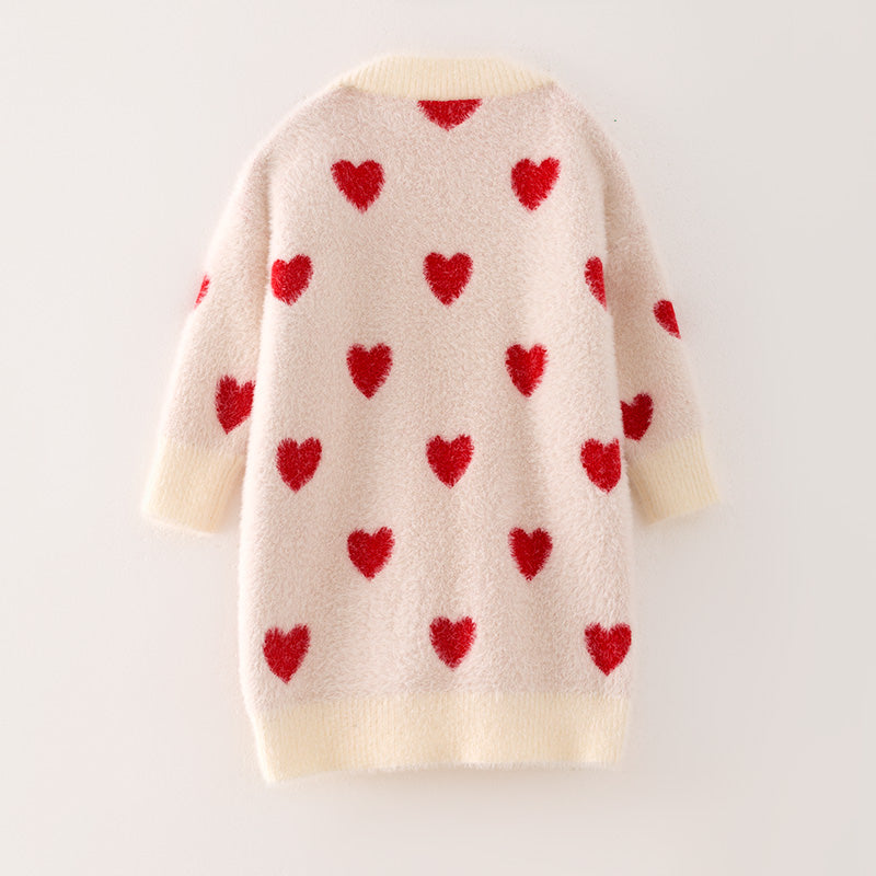 (In Stock L19-2-3 L18-3-3)Mommy and Me Valentine's Day Love Sweater Cardigan