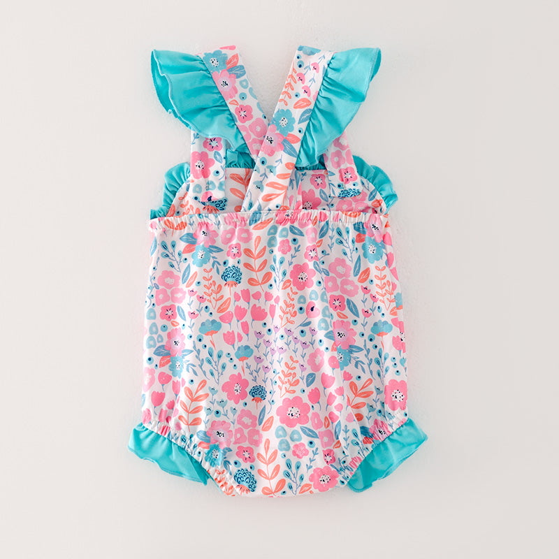 (In Stock E5-4-2)Baby Girls Easter Embroidery Smocked Romper