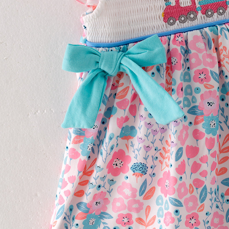 (In Stock E5-4-2)Girls Easter Embroidery Smocked Outfit Set