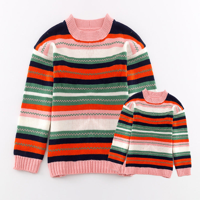 (In Stock L16-4-3 L16-1-3)Mommy and Me Fall Color Matching Sweater