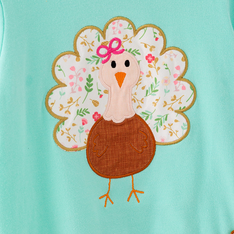 (In Stock)Girls Thanksgiving Turkey Applique Outfit Set
