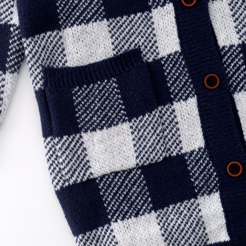 (In Stock L16-4-2)Adults Fall and Winter Plaid Sweater Cardigan