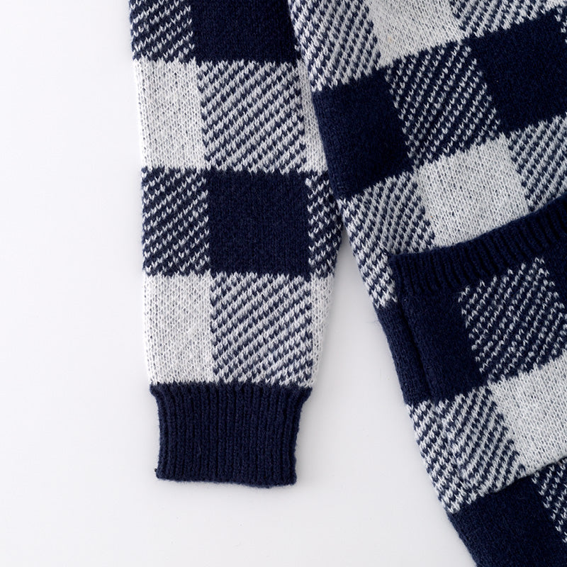 (In Stock L16-4-2)Adults Fall and Winter Plaid Sweater Cardigan