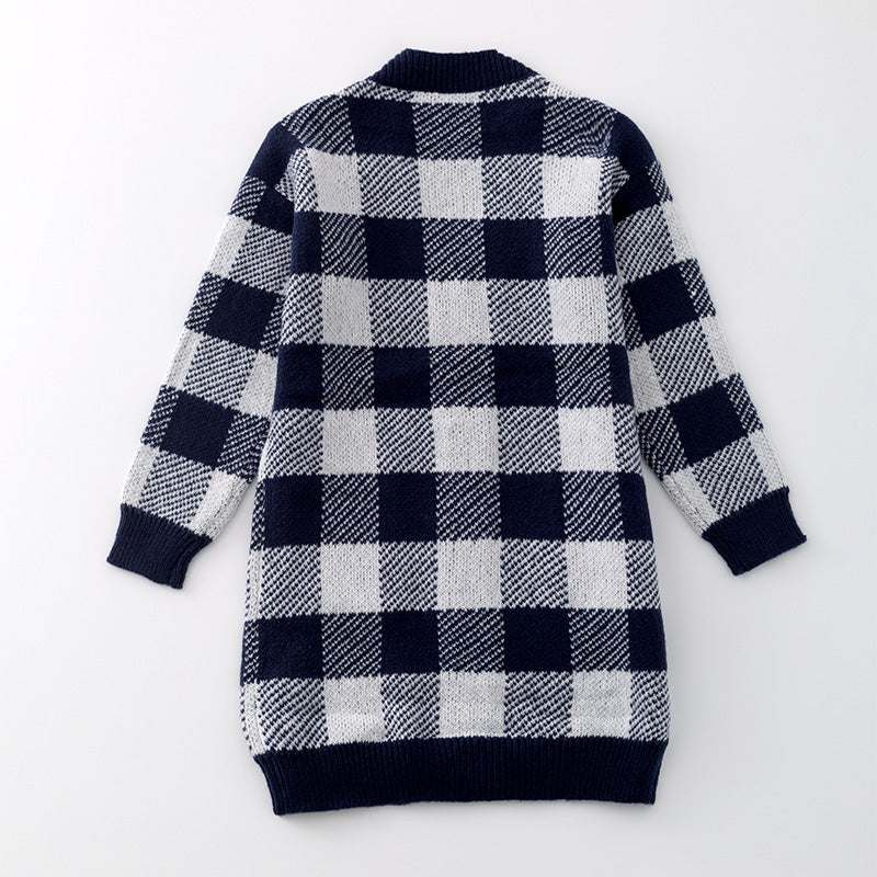 (In Stock L16-4-2)Adults Fall and Winter Plaid Sweater Cardigan