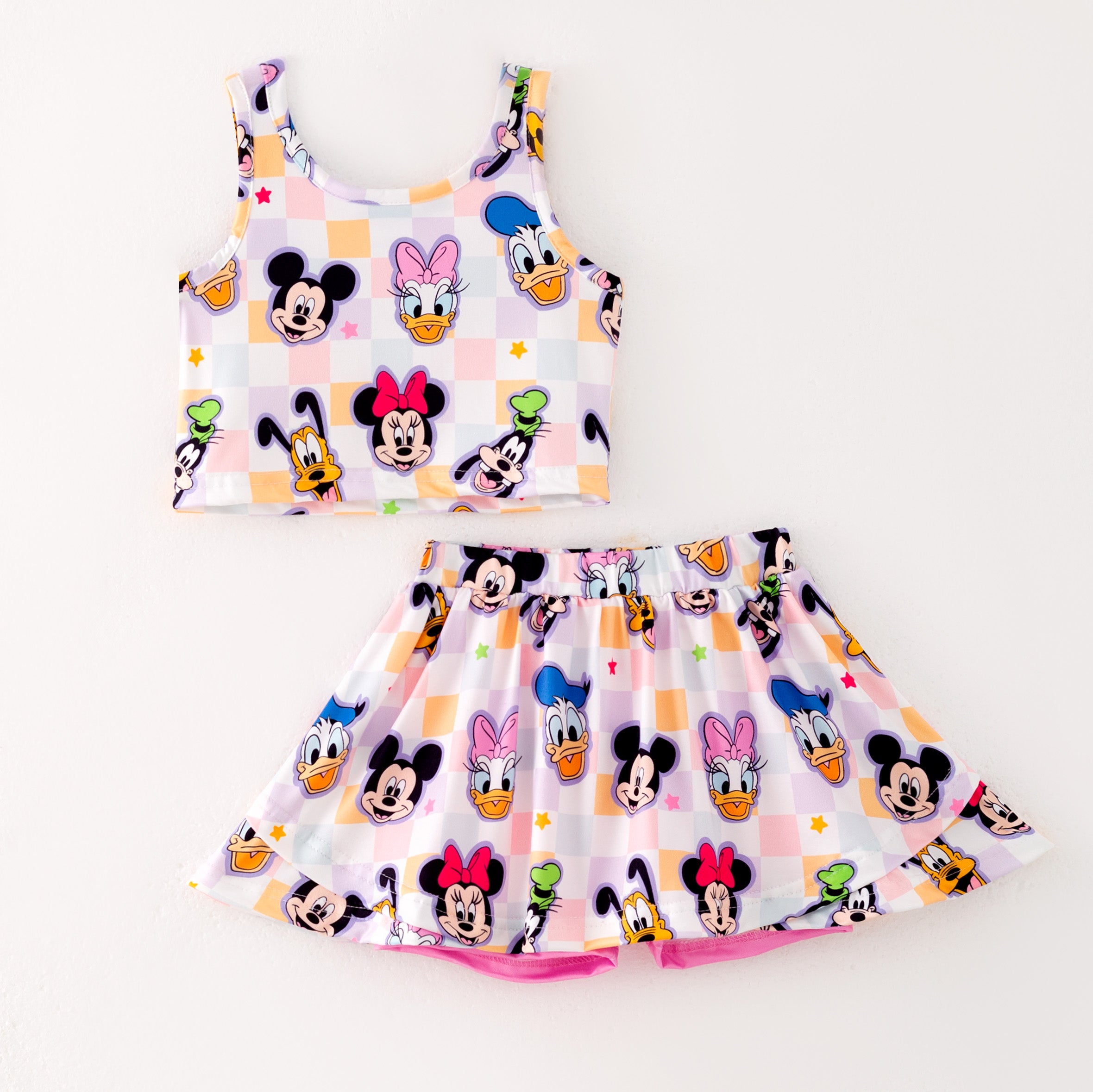 (Pre Order)Girls Summer Cartoon Print Skort Set