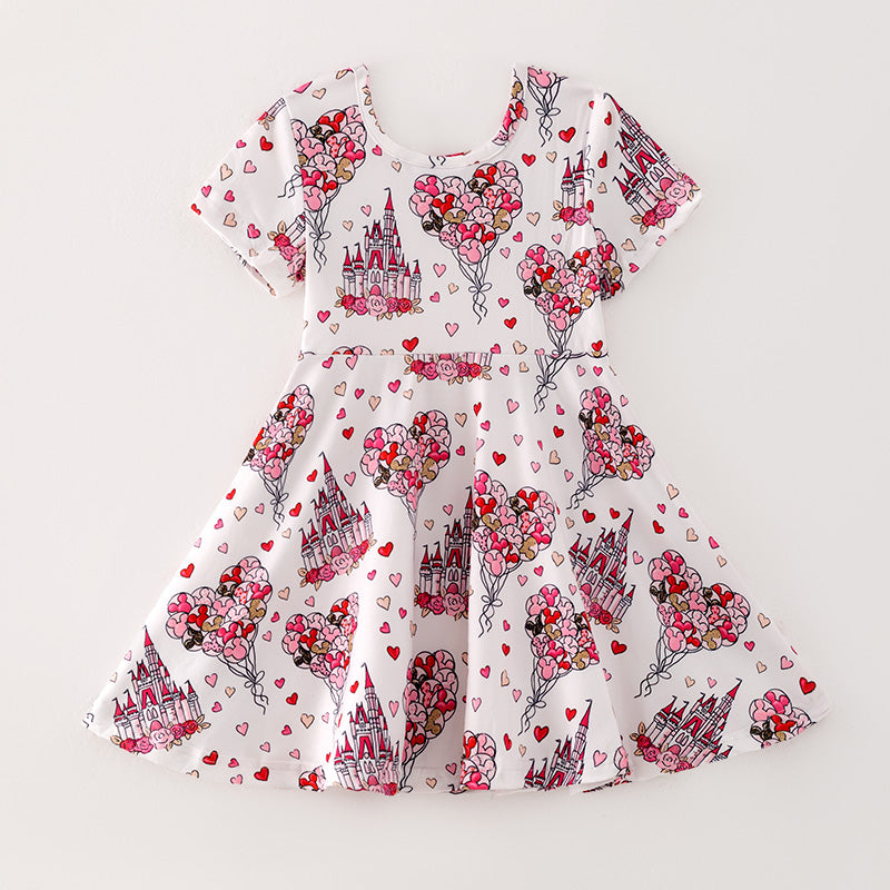 (In Stock Q8-5-2)Girls Valentine's Day Print Dress