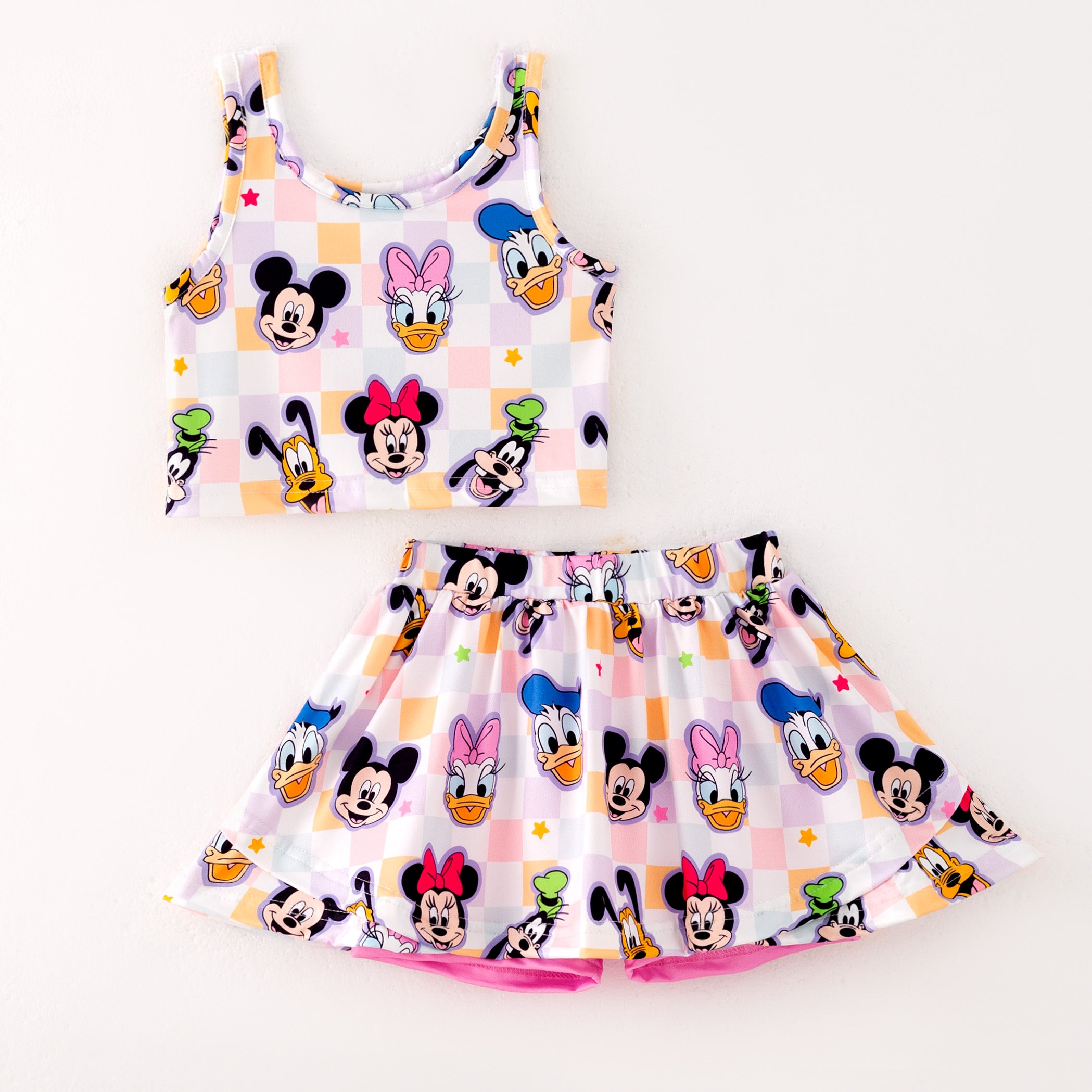 (Pre Order)Girls Summer Cartoon Print Skort Set