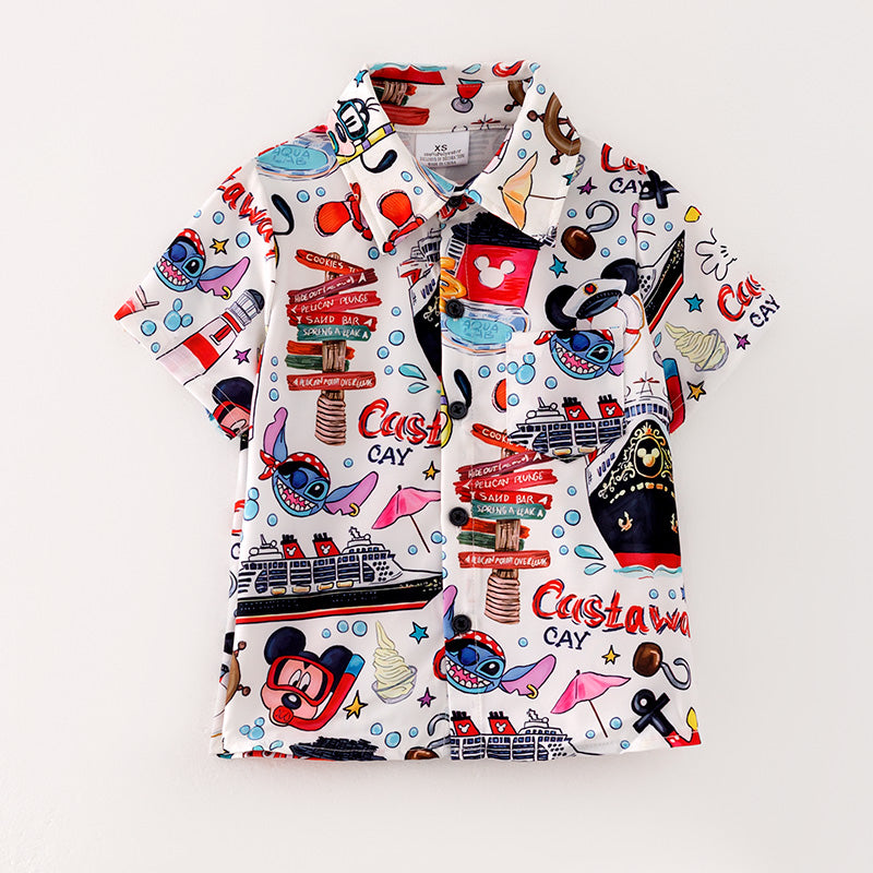 (In Stock Q8-1-2)Boys Spring Cartoon Print Shirt