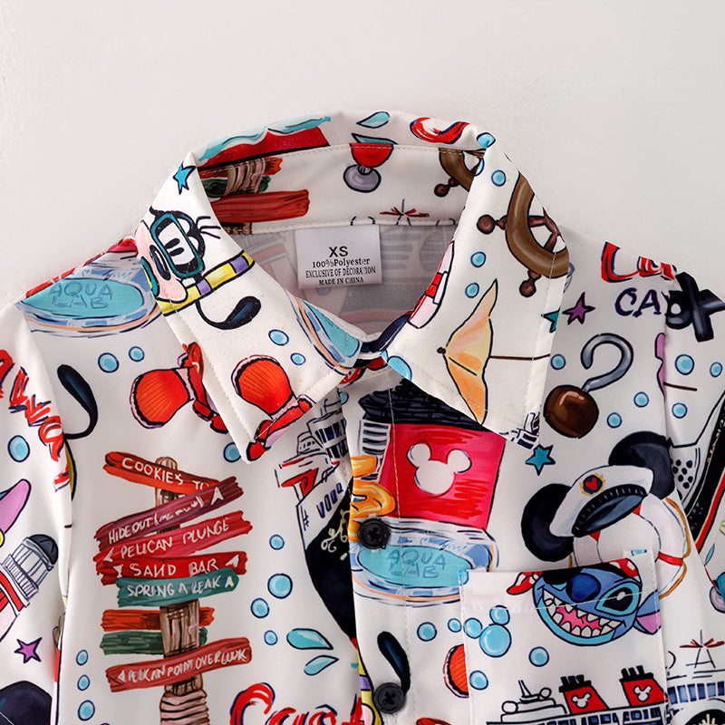 (In Stock Q8-1-2)Boys Spring Cartoon Print Shirt