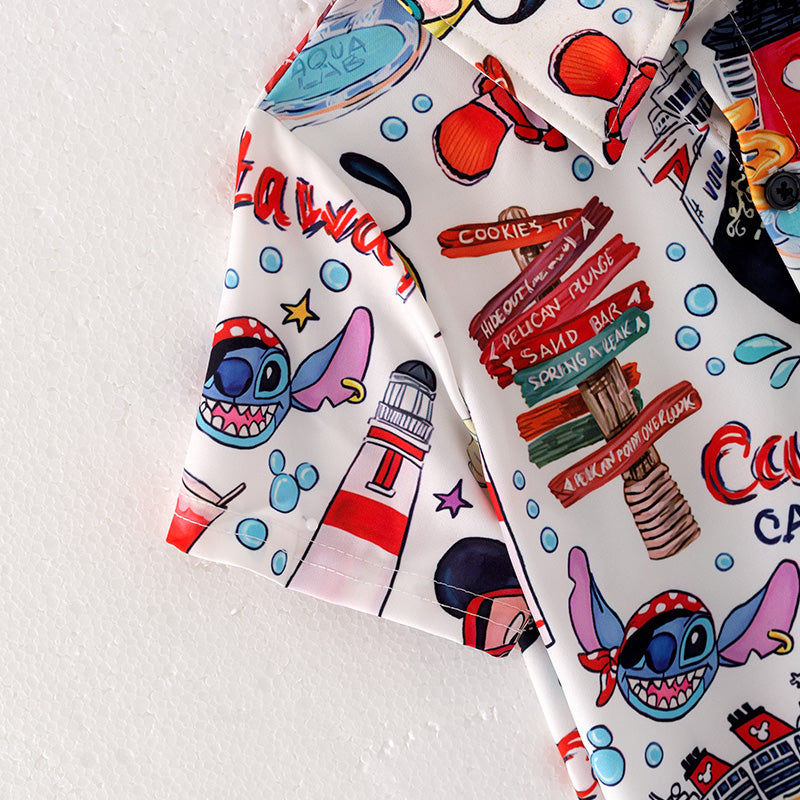 (In Stock Q8-1-2)Boys Spring Cartoon Print Shirt