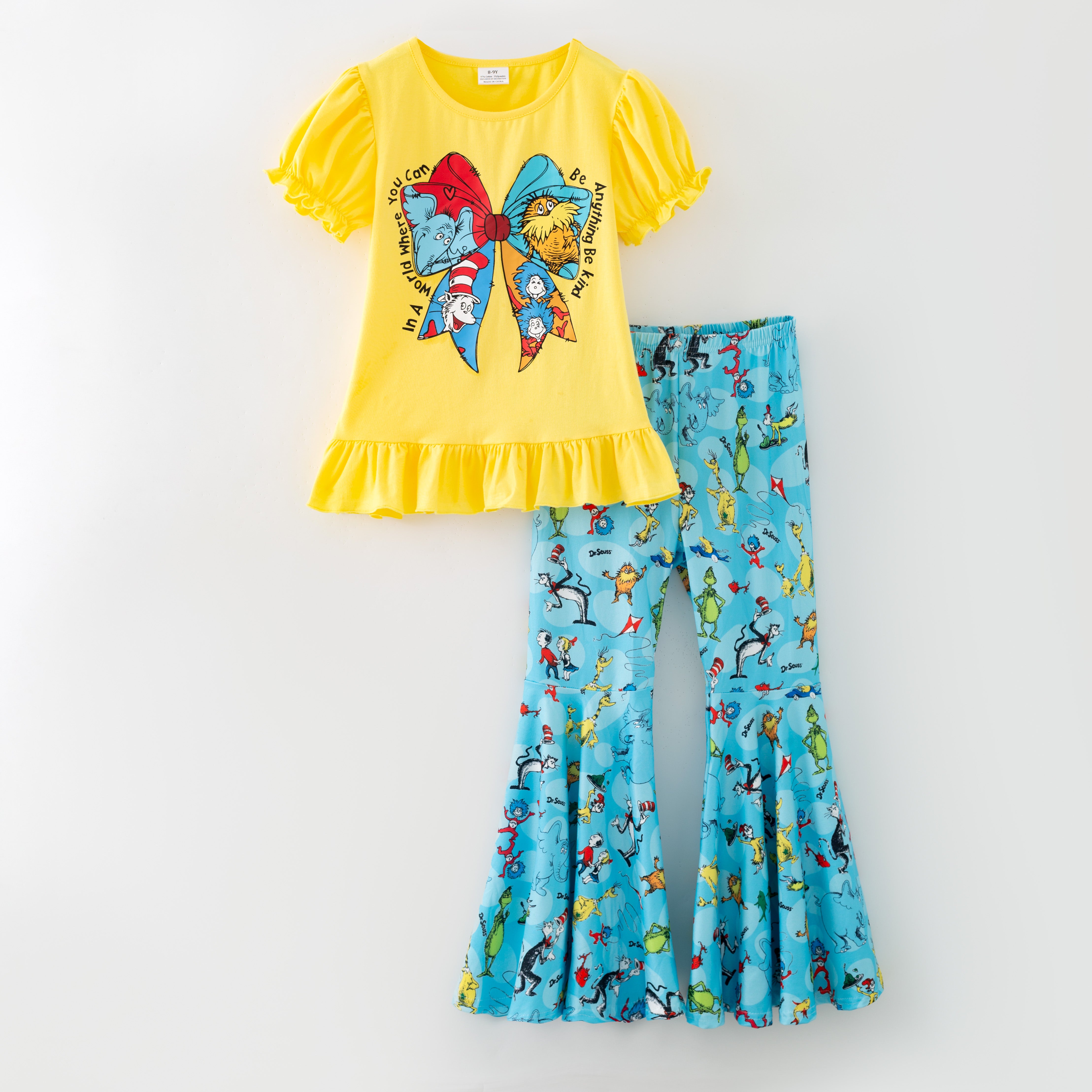(In Stock)Girls Spring and Summer DR SEUSS Print Outfit Set