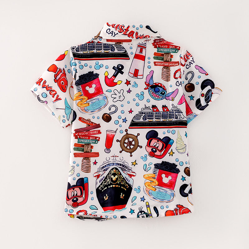(In Stock Q8-1-2)Boys Spring Cartoon Print Shirt