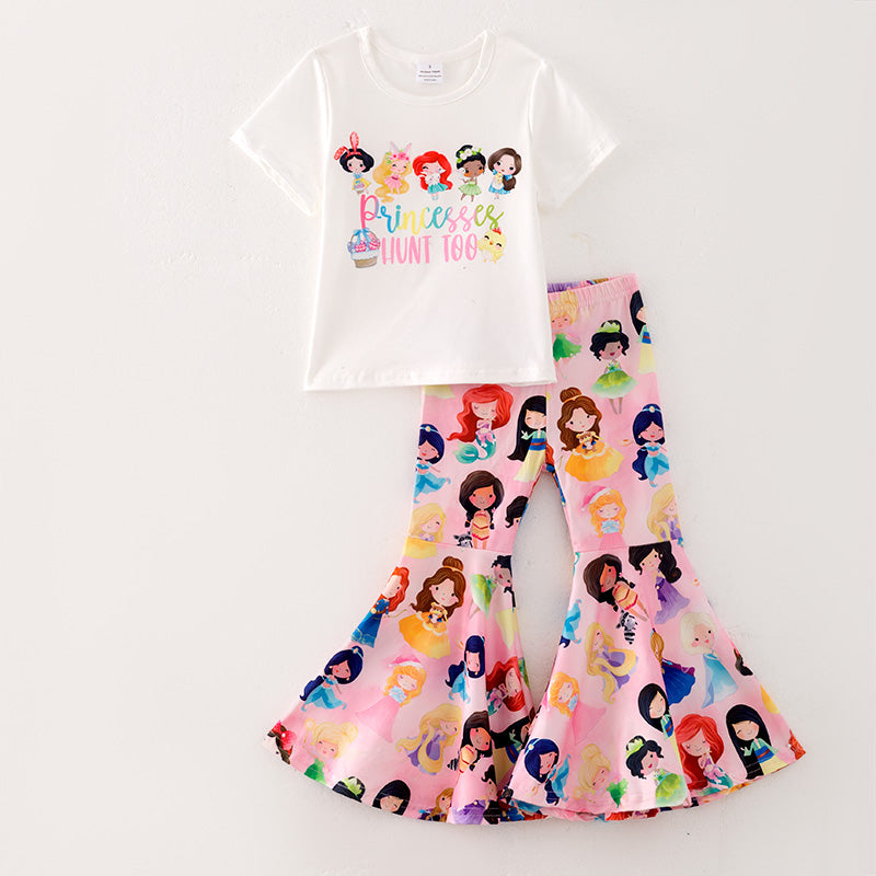 (In Stock Q9-1-2)Girls Easter Princess Print Outfit Set
