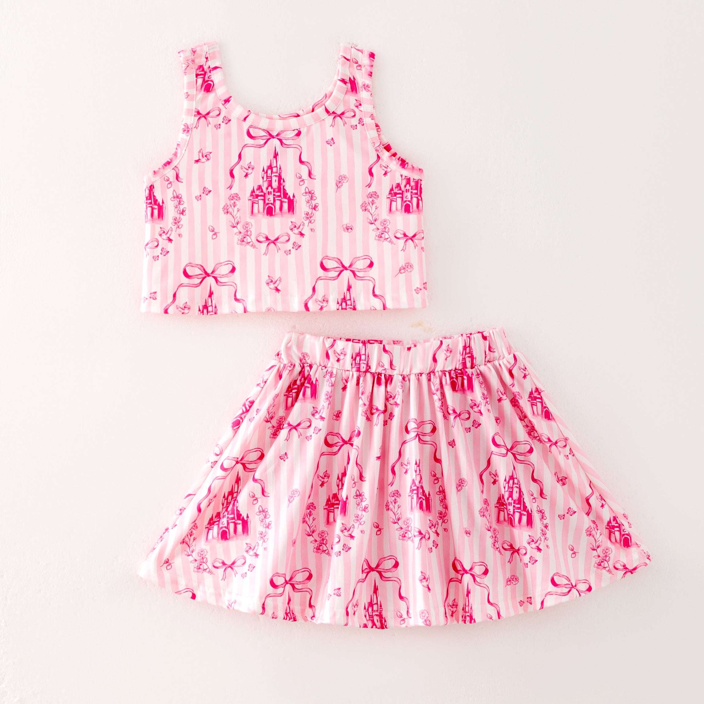(Pre Order)Girls Summer Cartoon&Princess Print Skort Set