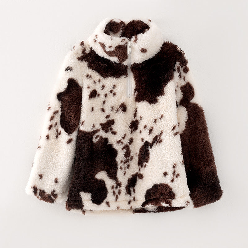 (In Stock Q7-2-2)One Pack(6 Pieces total) Mommy and Me Fall and Winter Cow Print Coat