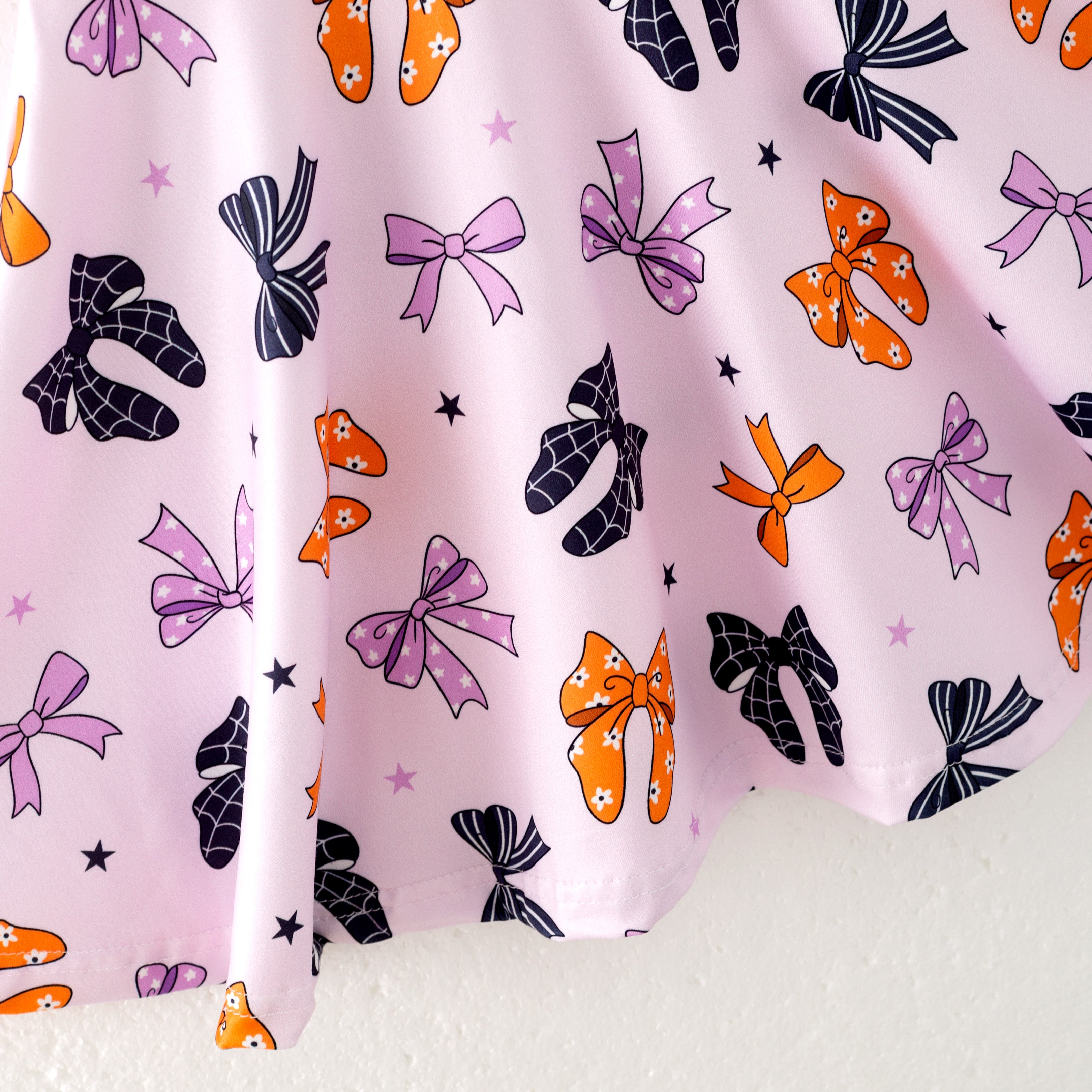 (Pre Order)Girls Halloween Bow Print Dress