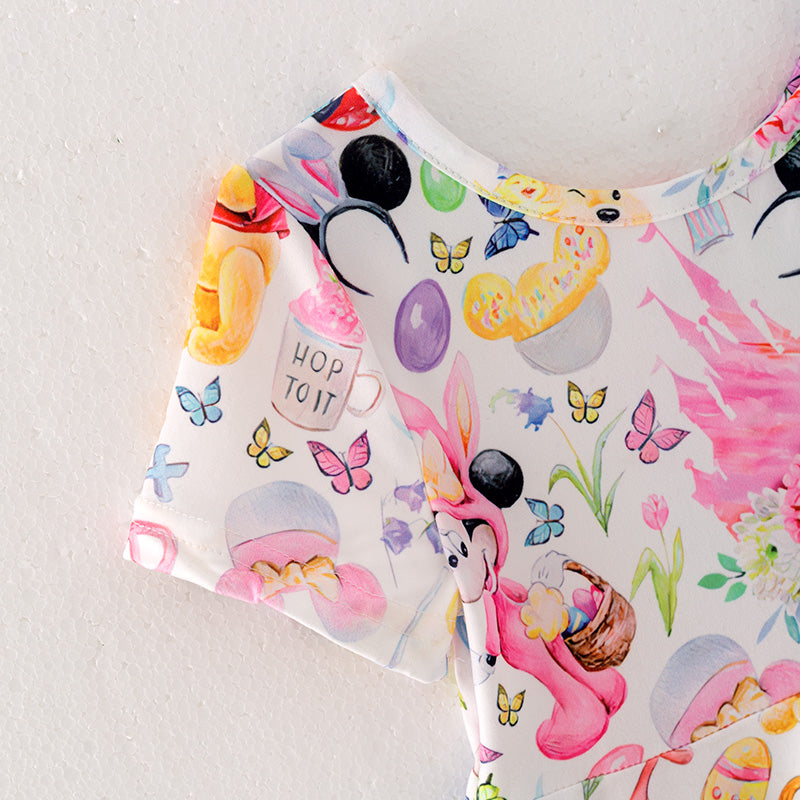 (In Stock)One Pack(10 Pieces total) Sale Girls Easter Cute Cartoon Dress