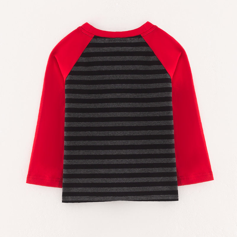 (In Stock Q7-5-2 L19-4-2)Boys Fall Cow Applique Cotton Top