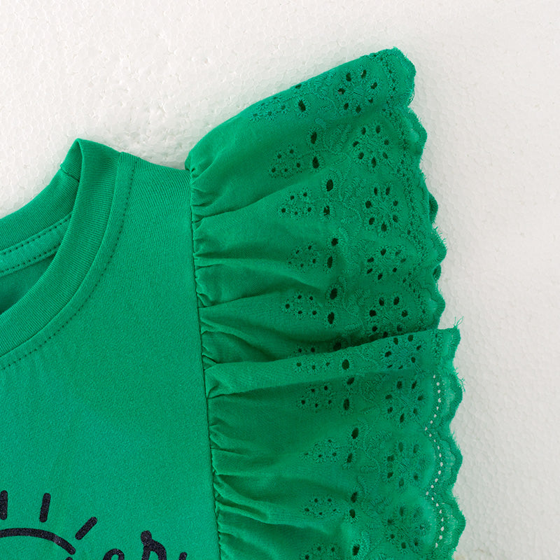 (In Stock E26-4-3)Girls Spring and Summer Print Denim Short Set