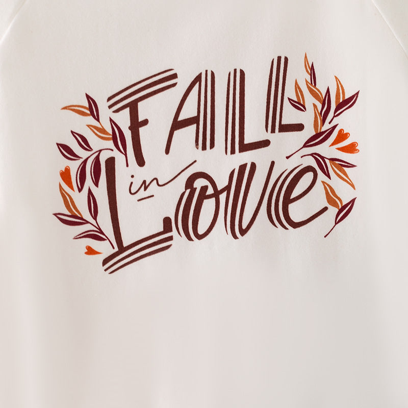 (In Stock)Girls FALL LOVE Print Knotted Top Denim Pants Set
