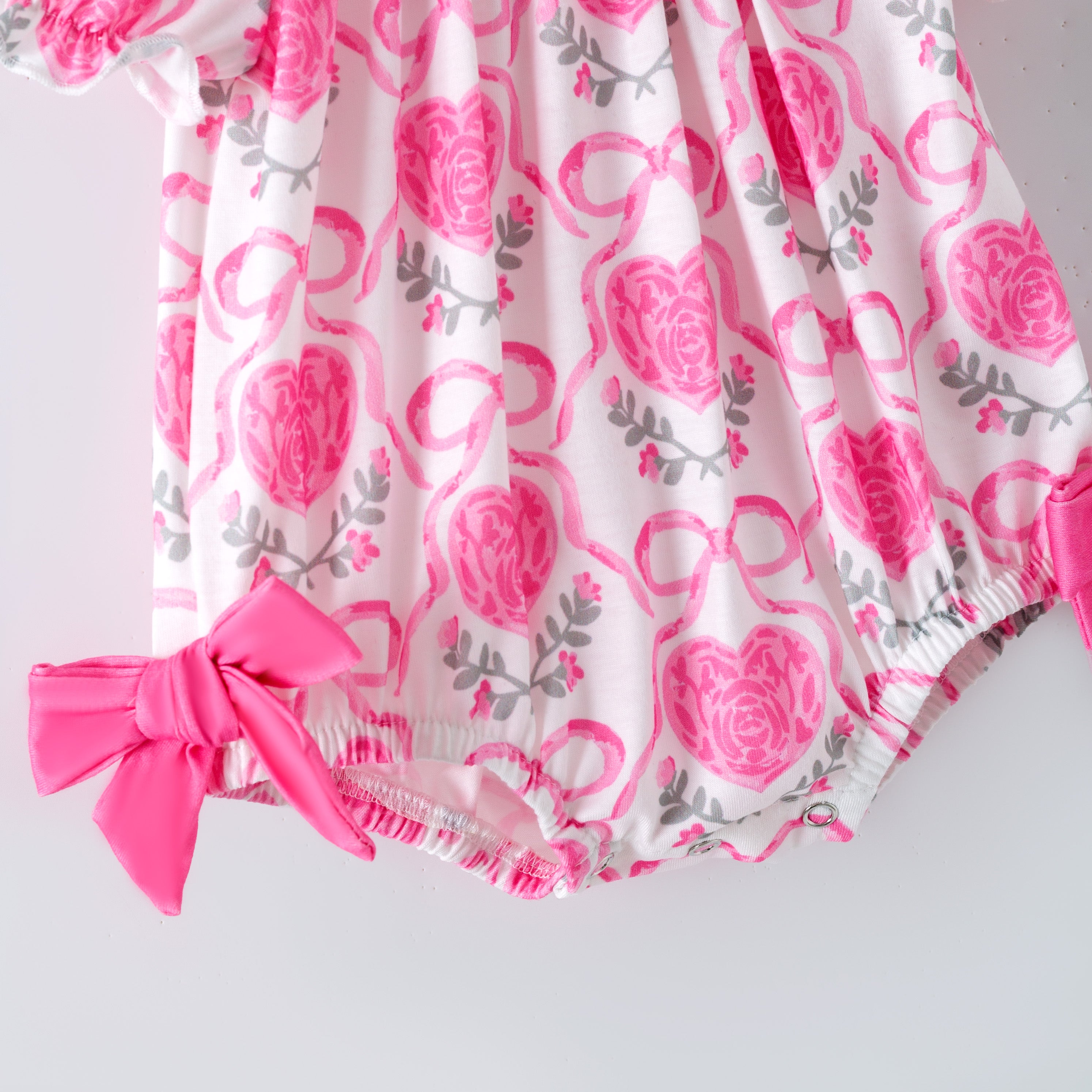 (Pre Order,Prepack Zone)Toddler Girls Valentine's Day Embroidery Smocked Romper