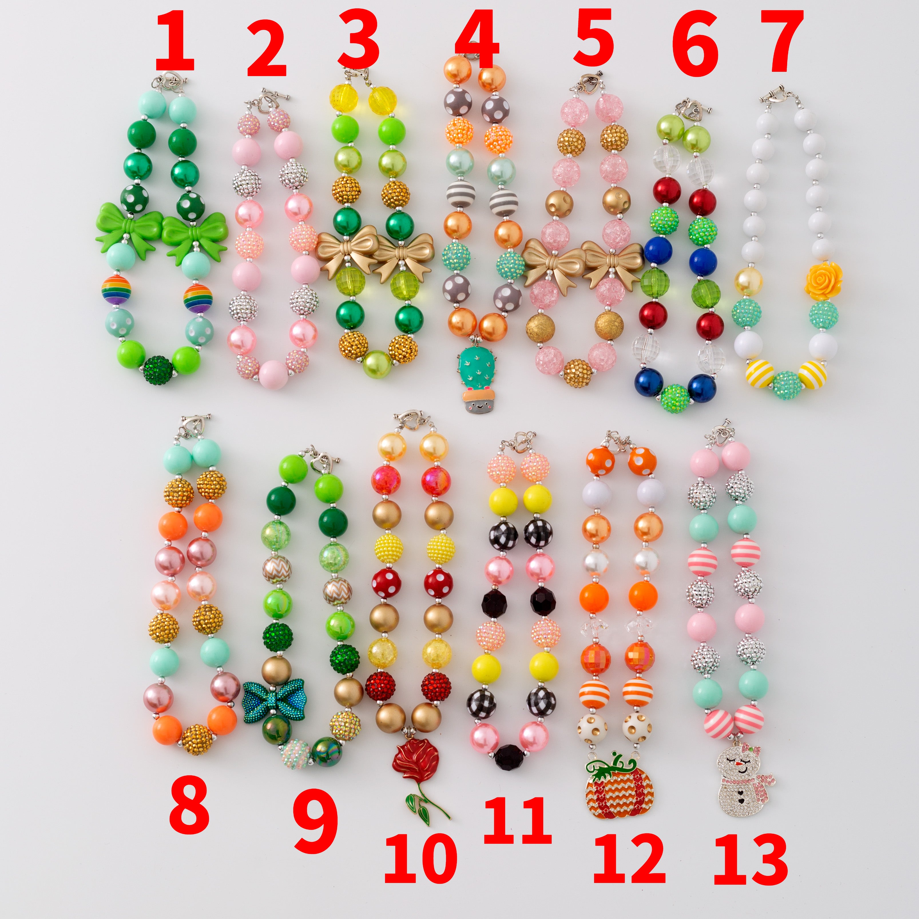 (In Stock G11)Girls Rhinestone Beaded Necklace