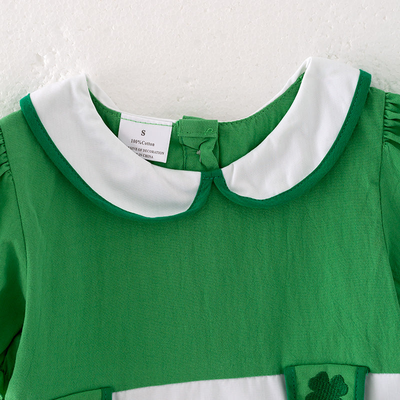 (In Stock G24-2-2)Girls St.Patrick's Day Embroidery Cotton Dress