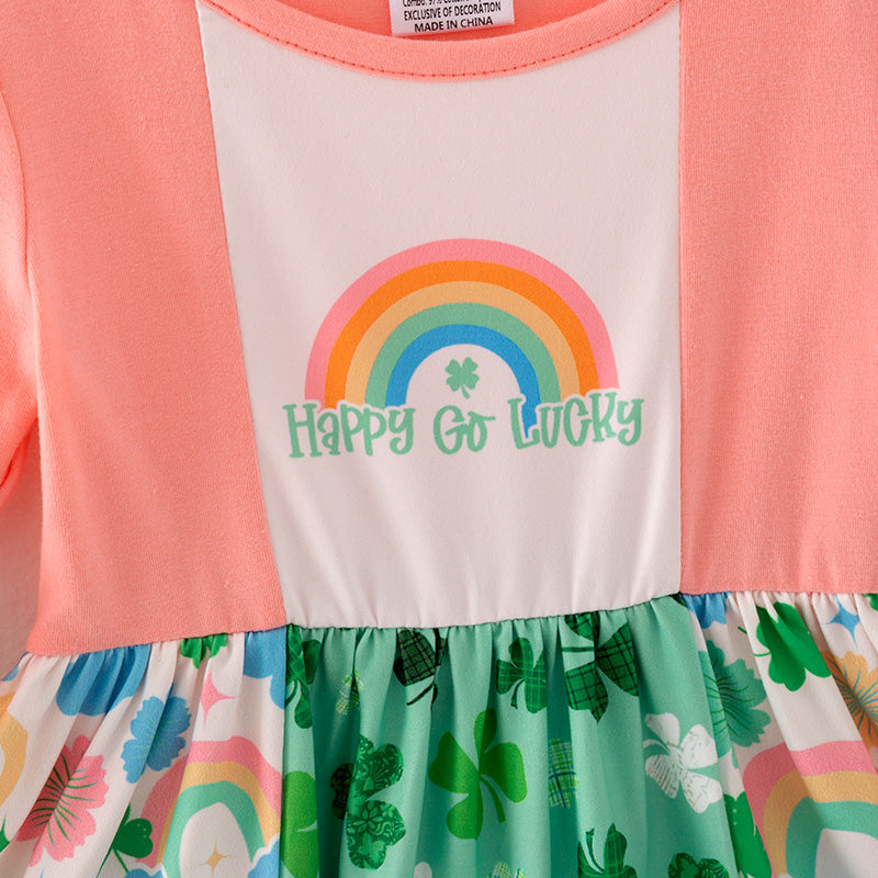 (In Stock G23-4-3)Girls St.Patrick's Day Shamrock Print Dress