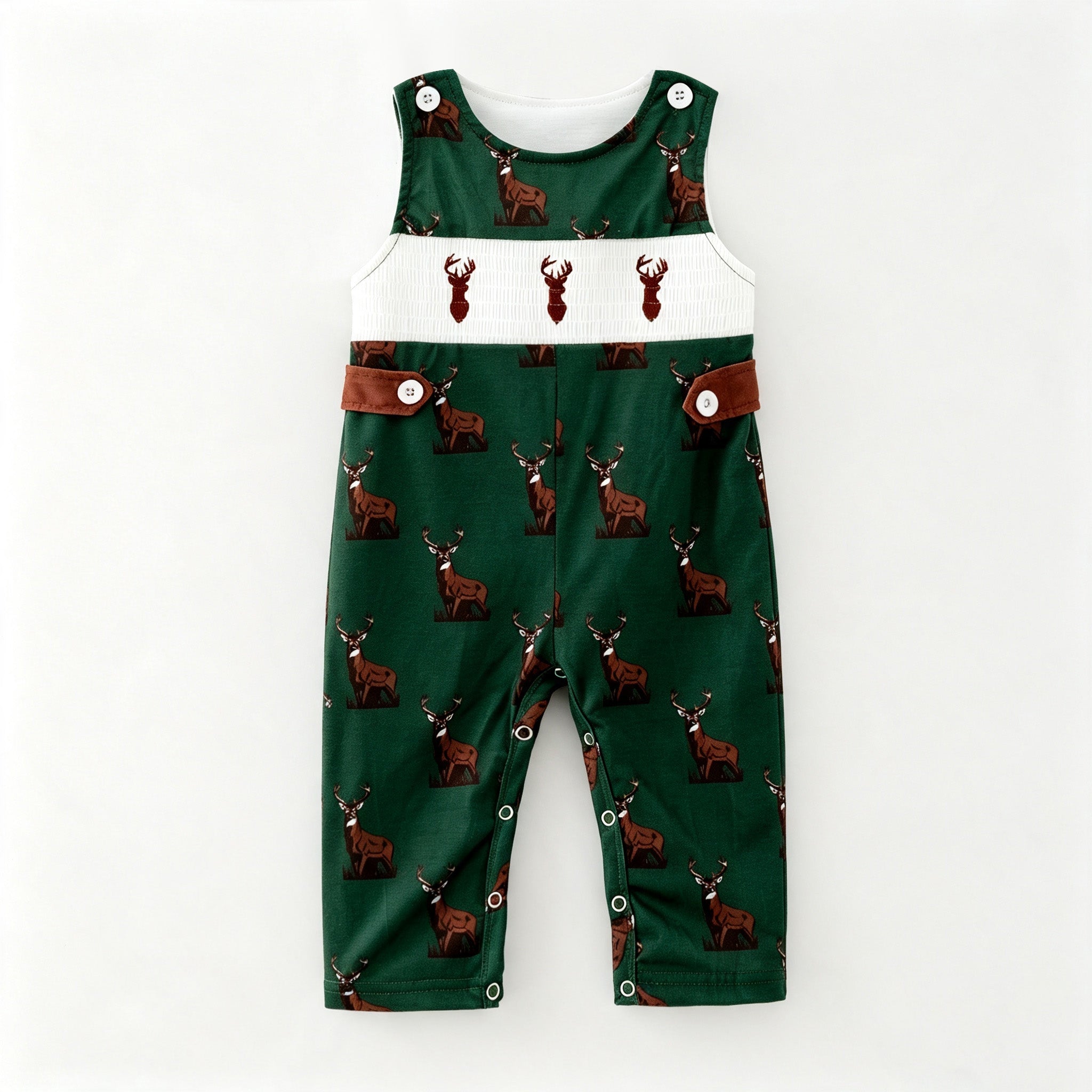 (Pre Order)Siblings Elk Embroidery Smocked Dress,Set&Romper