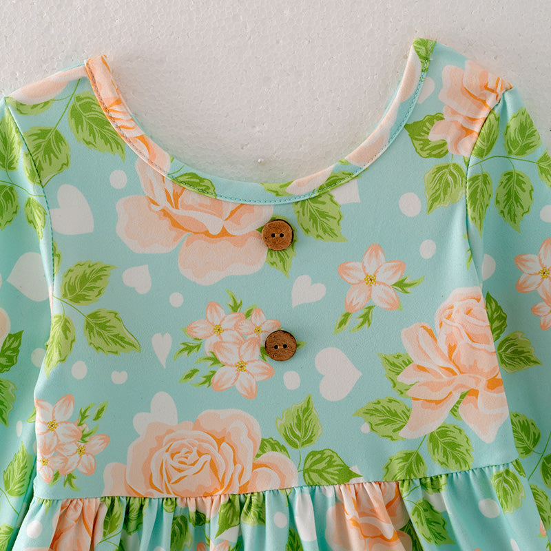 (In Stock)Girls Spring Floral Print Dress