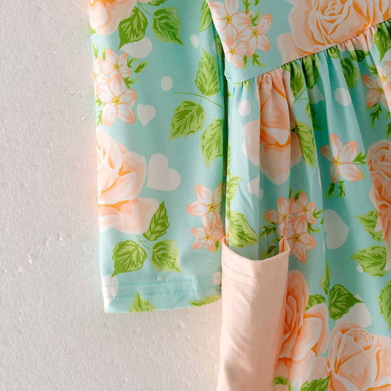 (In Stock)Girls Spring Floral Print Dress