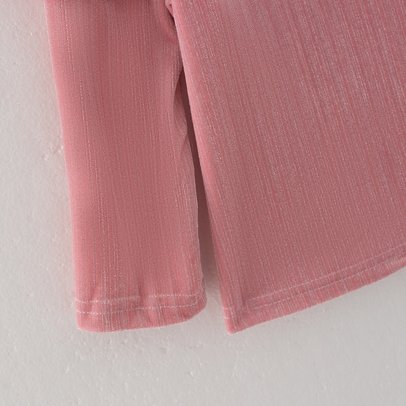 (In Stock E19-4-3)Girls Spring Pink Velvet Top