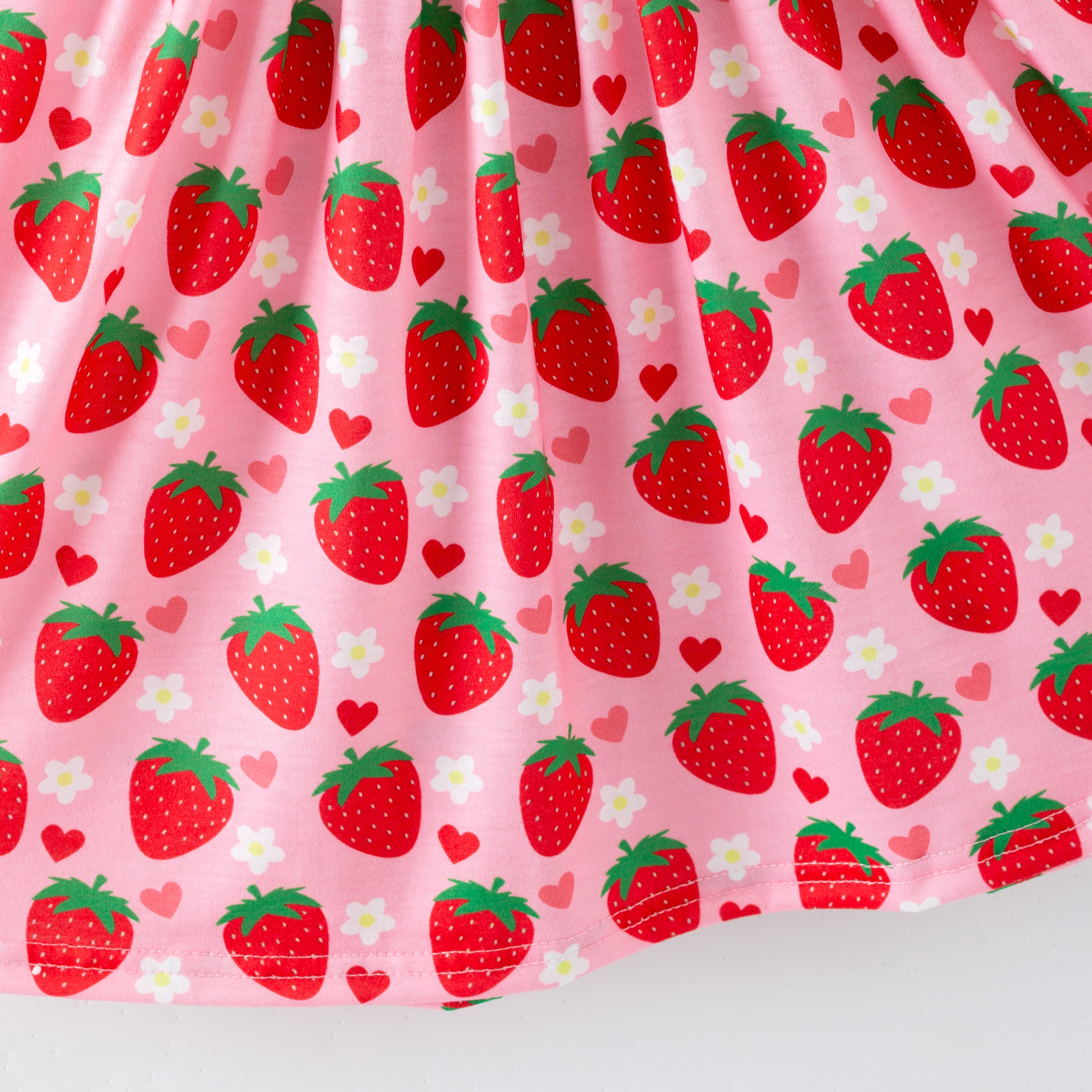 (In Stock)Girls Spring&Summer Strawberry Embroidery Smocked Dress