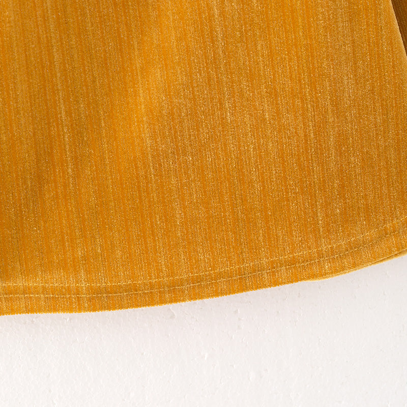 (In Stock E19-4-2)Girls Spring Yellow Velvet Top