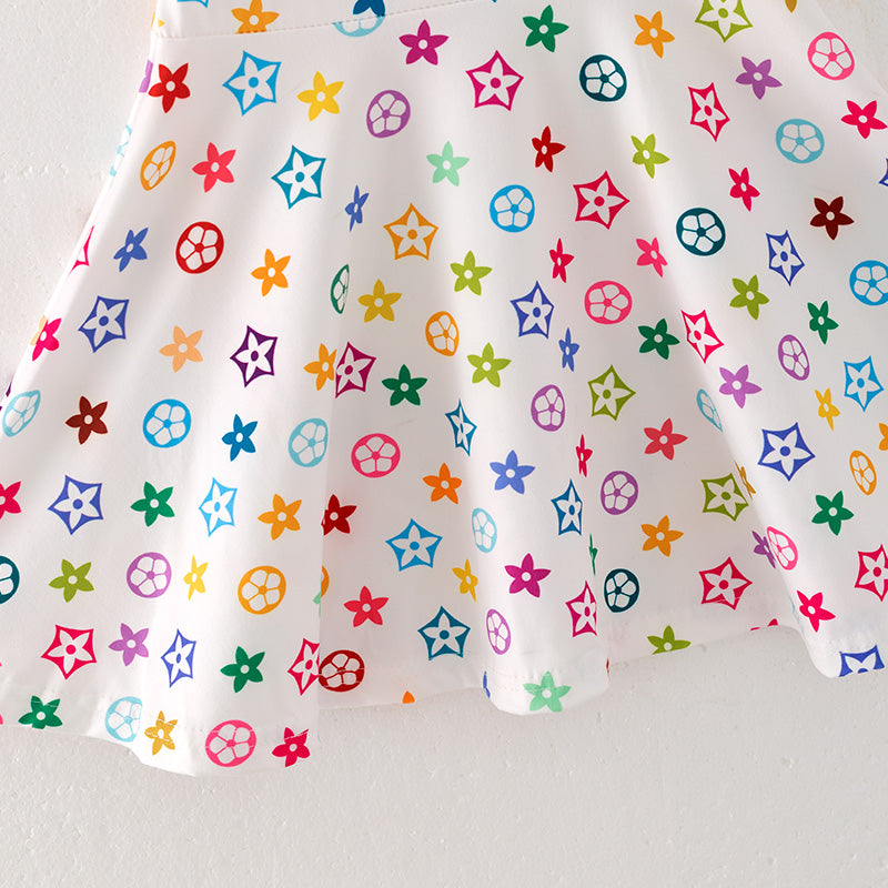 (In Stock E2-5-2)Girls Spring Print Milk Silk Dress