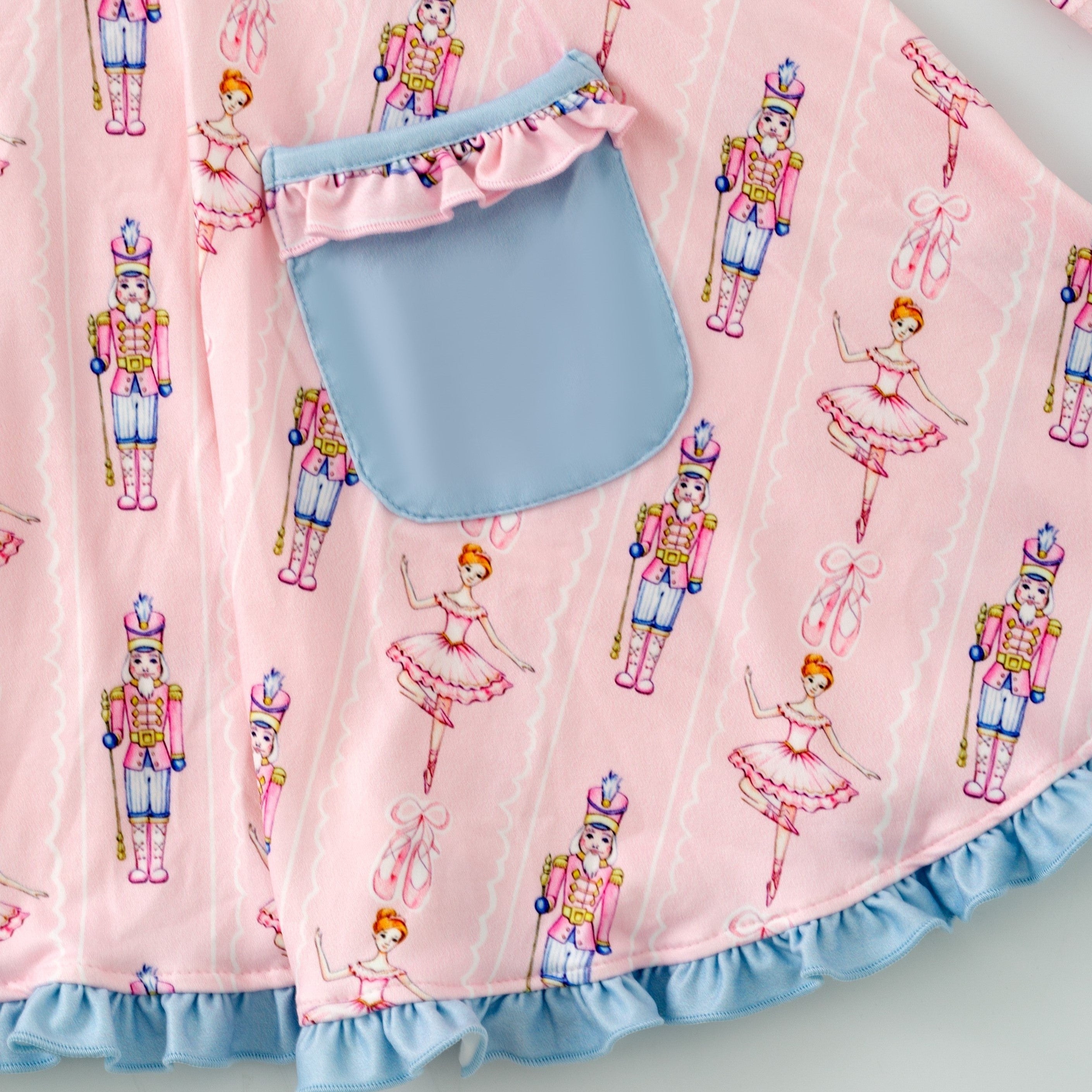 (Pre Order)Girls Christmas Print Dress with Pockets