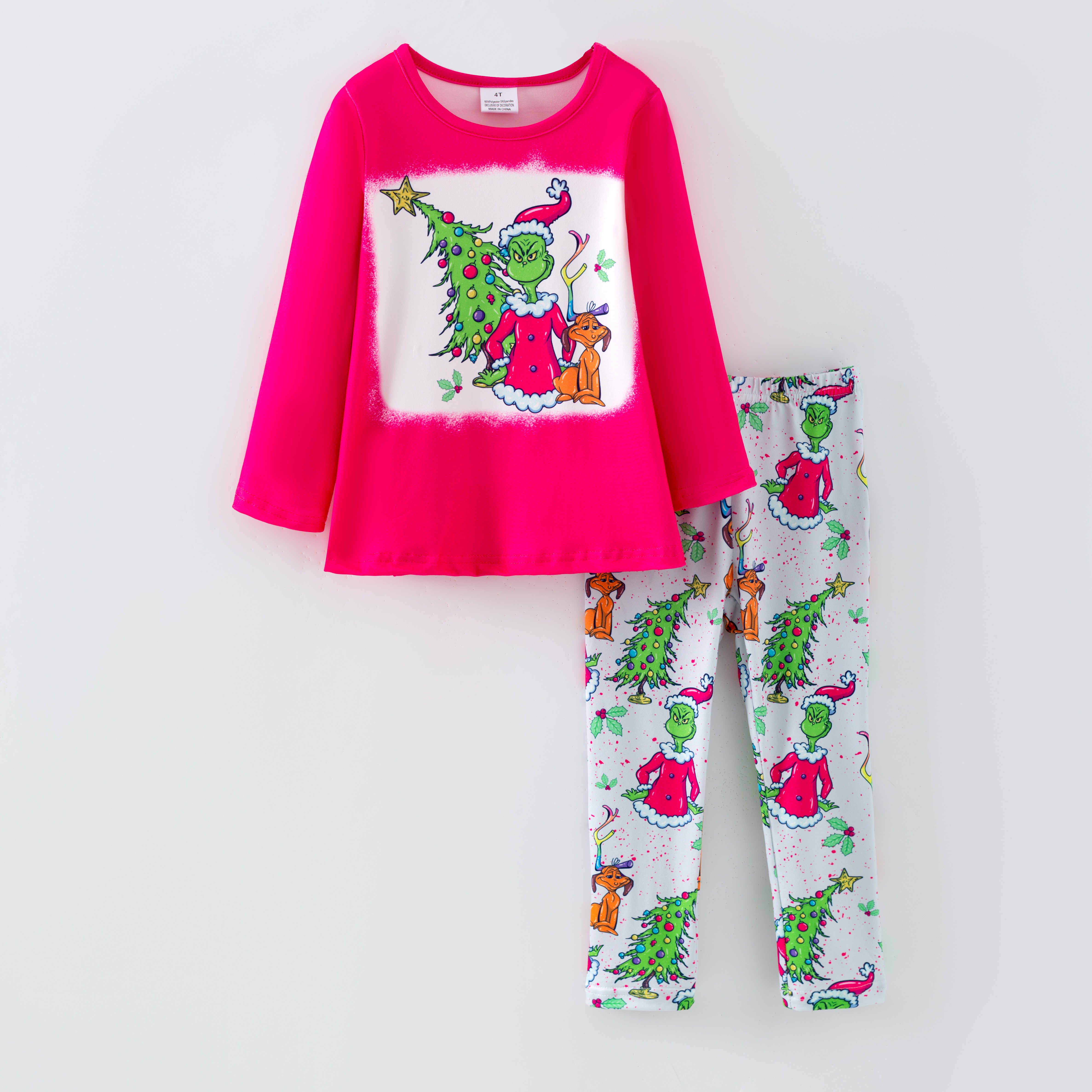 (Pre Order,Prepack Zone)Girls Christmas Cartoon Print Set(Mix Size)